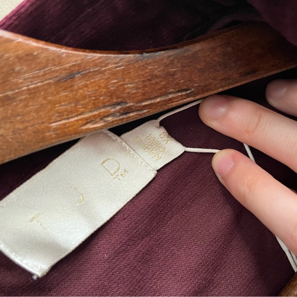 The Jetset Diaries Delphine Velvet Burgundy Long Sleeve Button Up Pocketed Dress - Picture 13 of 13